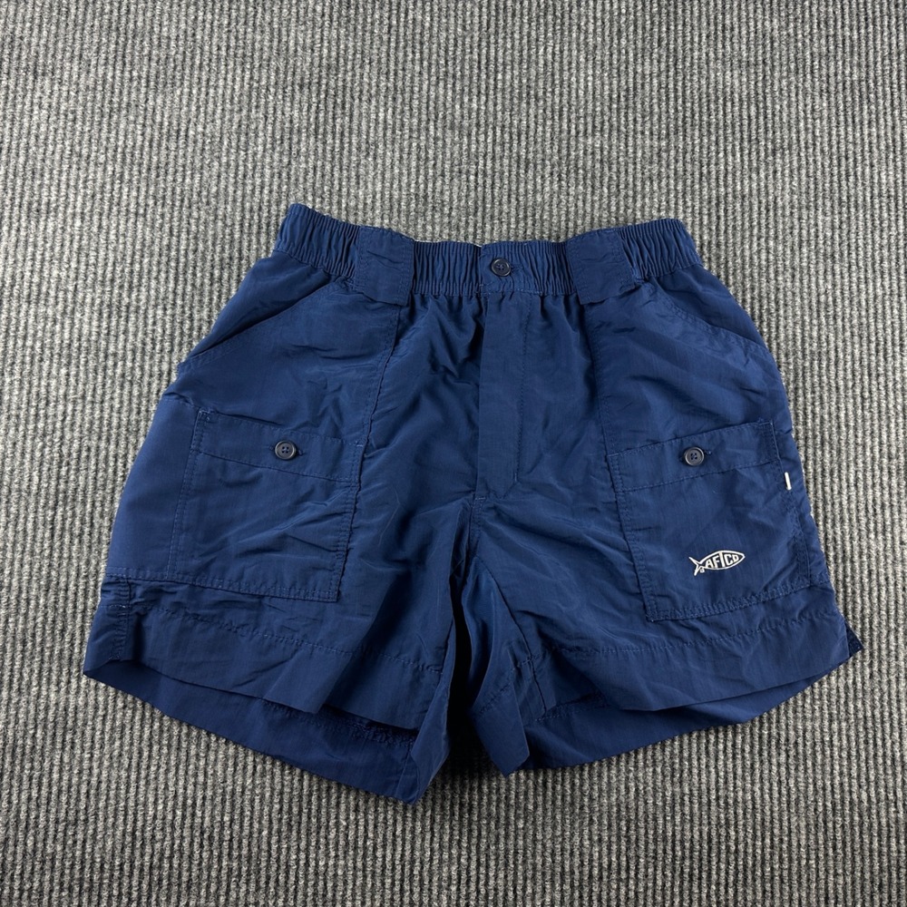 AFTCO M01 Original Fishing Shorts Mens 30 Navy Blue Nylon Performance Cargo